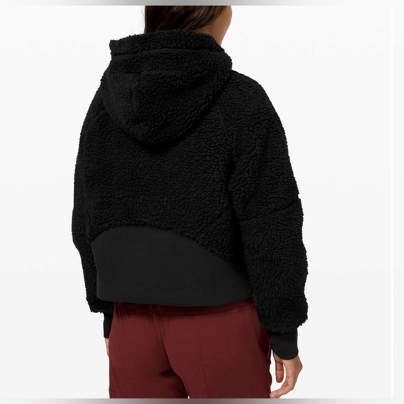 Lululemon Womens Black Scuba Oversized Sherpa Wool Blend 1/2 Zip Hoodie Size M/L - Picture 11 of 11
